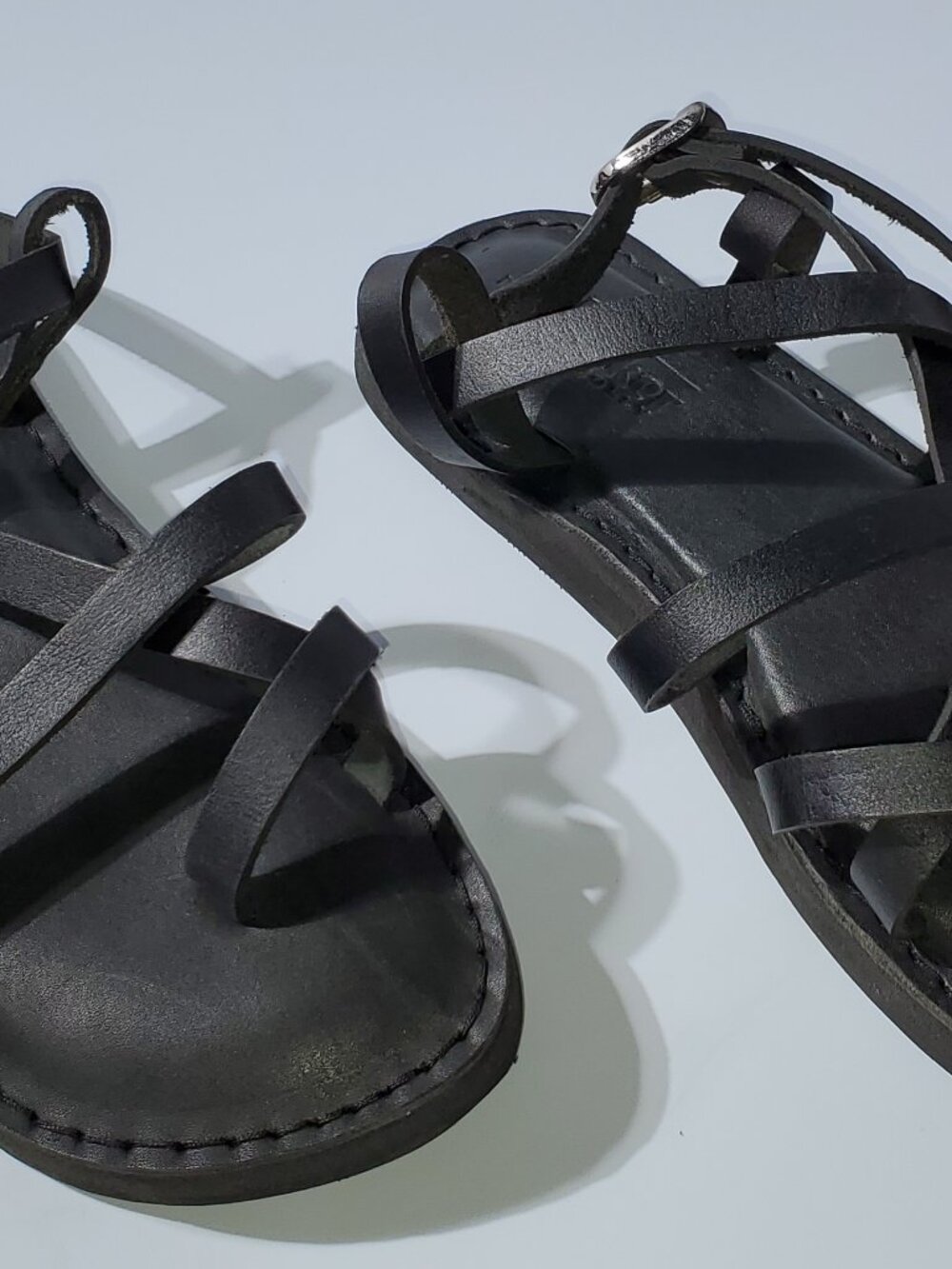 NEW JESUS - 01 SANDALS W HEEL UNISEX HANDMADE LEATHER BLACK NEW W/O BOX Black